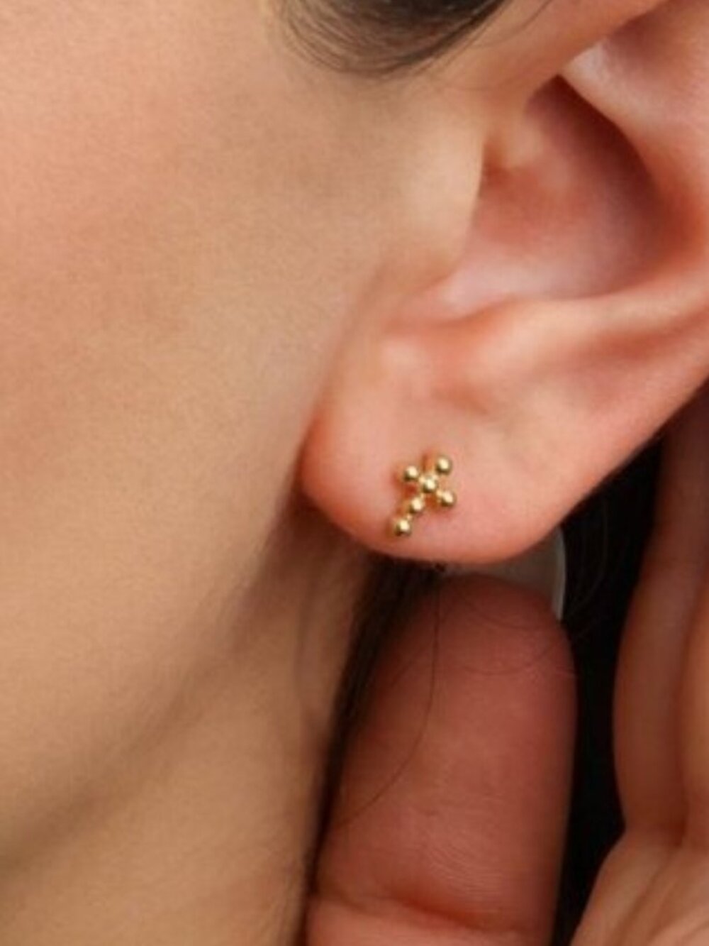 Dainty Gold Cross Studs Dots studs Gold plated sterling silver Adorable